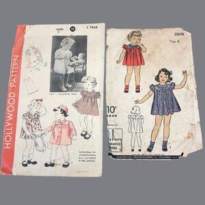 Hollywood and DuBarry 1940s Patterns Infant and Size 6 Vintage Factory Folded